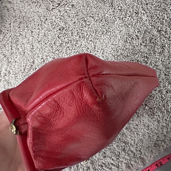 Vtg Leather? Red hand bag evening bag. - Picture 2 of 9